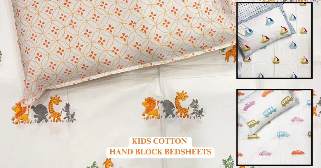 Kids cotton Handblock Bedsheets