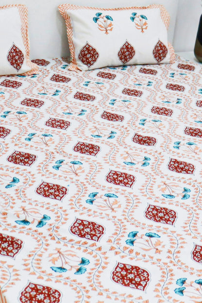Mughal Handprinted Bedsheets King Size