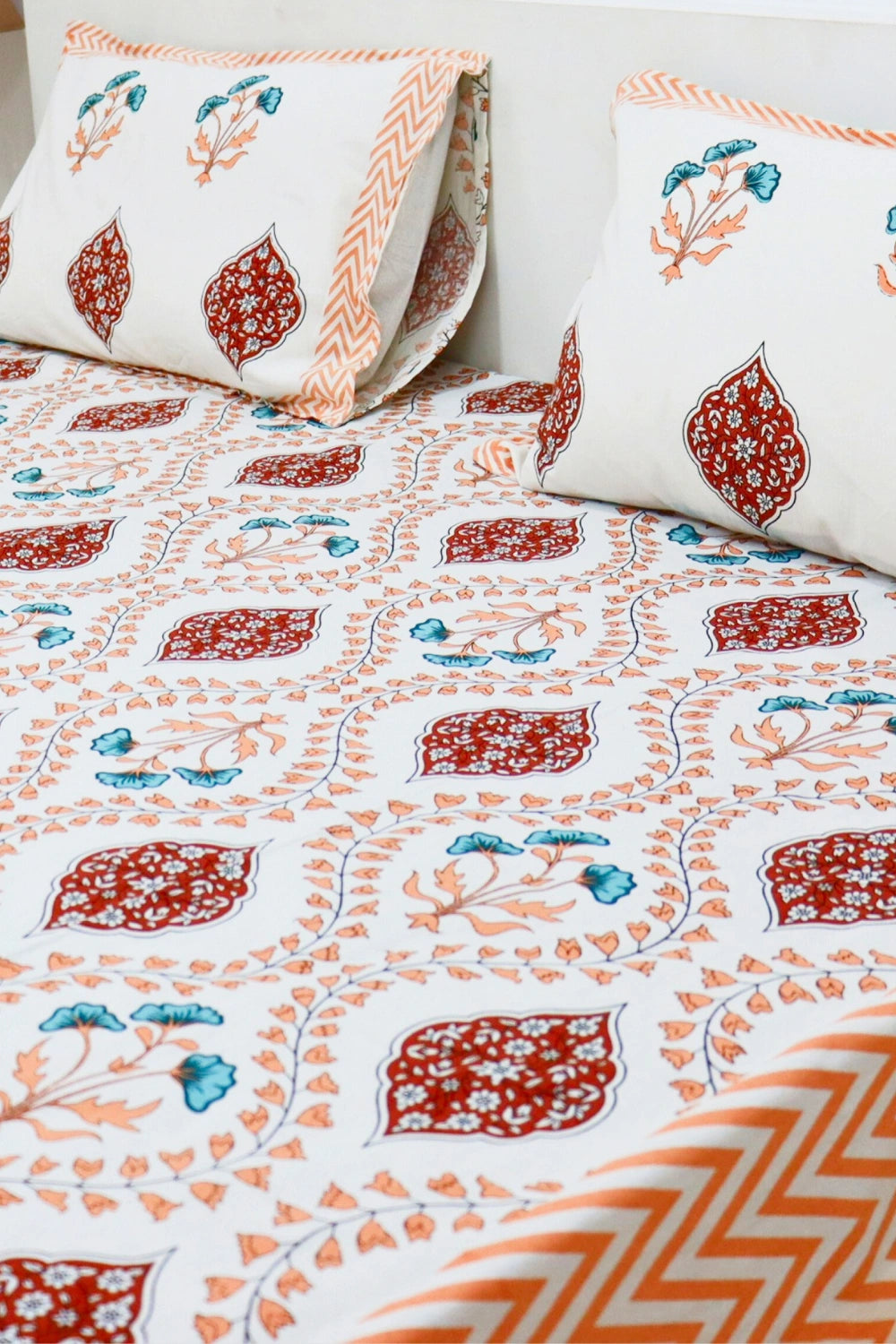 Mughal Handprinted Bedsheets King Size