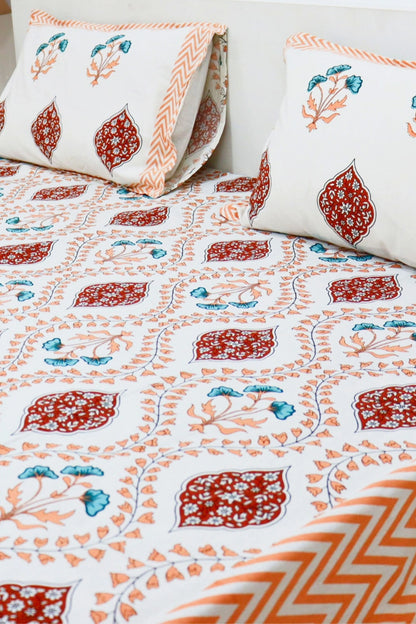 Mughal Handprinted Bedsheets King Size