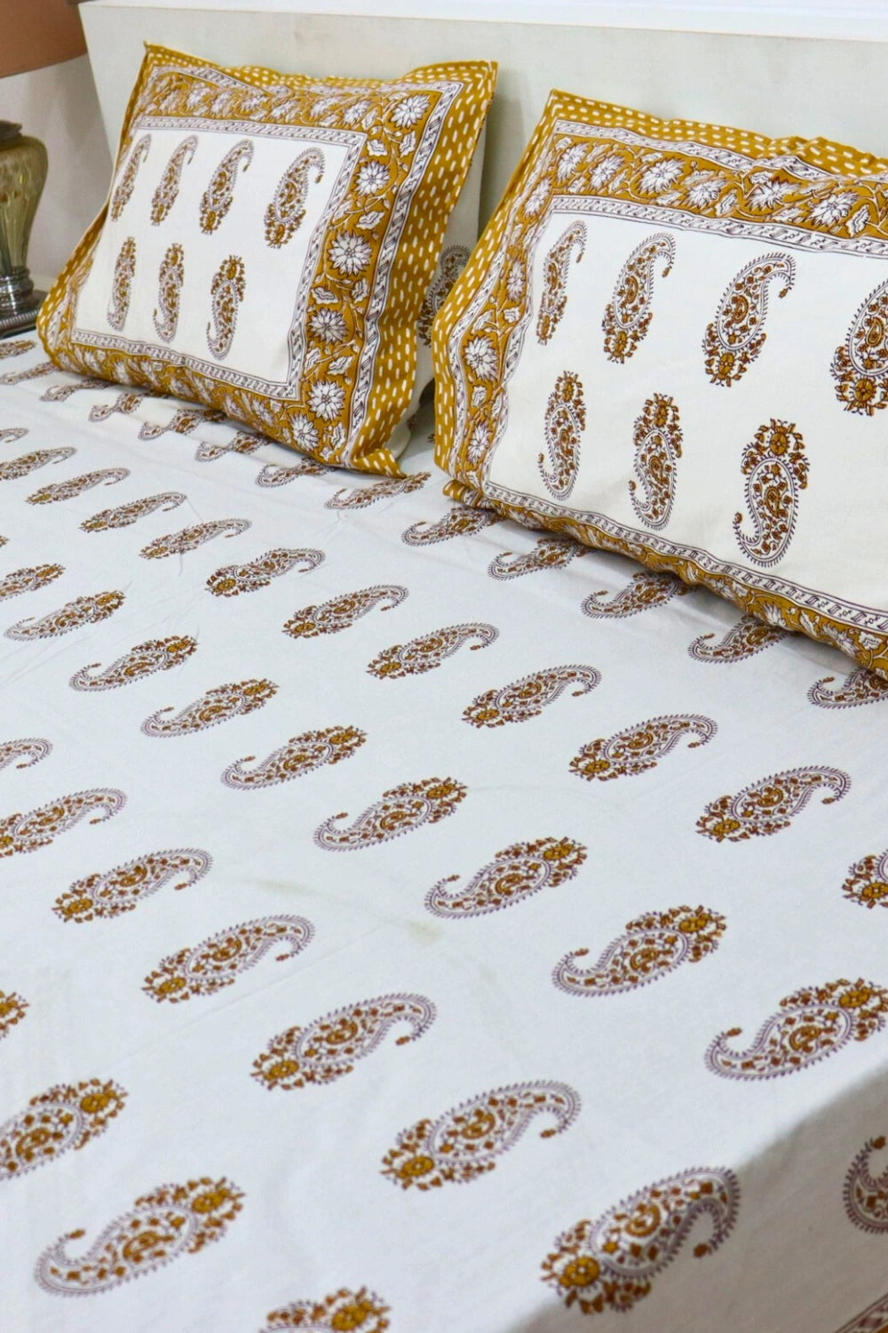 Paisley Handprinted Cotton Bedsheets King Size