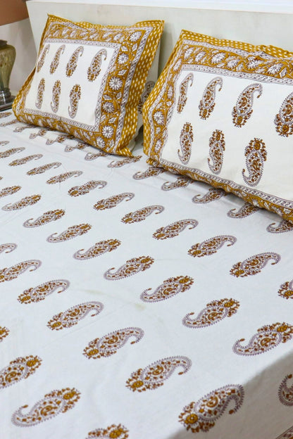Paisley Handprinted Cotton Bedsheets King Size