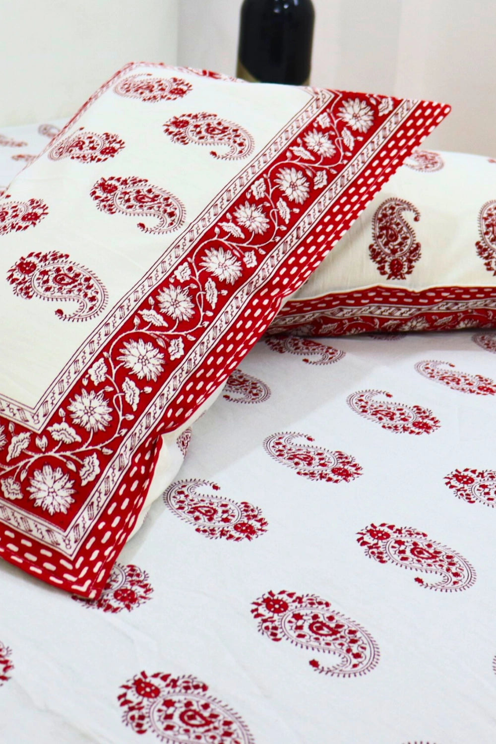 Paisley Handprinted Cotton Bedsheets Double Bed