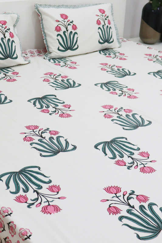 Holytulip Cotton Bedsheet with 2 Pillow Covers King size Pink
