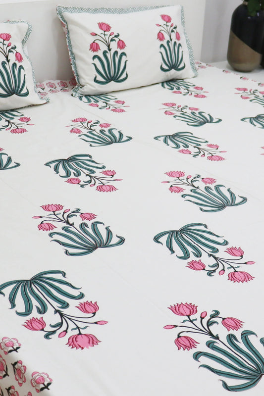 Holytulip Cotton Bedsheet with 2 Pillow Covers King size Pink