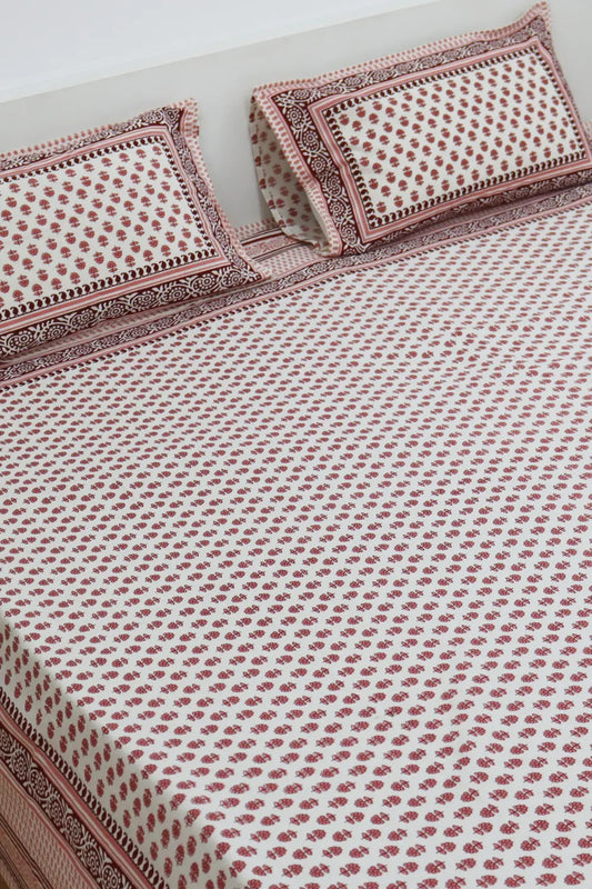 Florence Cotton Bedsheet with 2 Pillow Covers King size Pink
