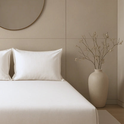 Off White 400TC Percale 100% Cotton Bedsheet Set with Pillow Covers