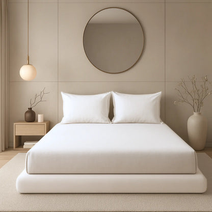 Off White 400TC Percale 100% Cotton Bedsheet Set with Pillow Covers
