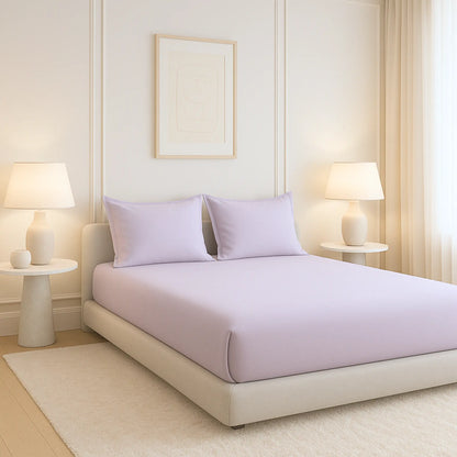 Lavender 400TC Percale 100% Cotton Bedsheet Set with Pillow Covers