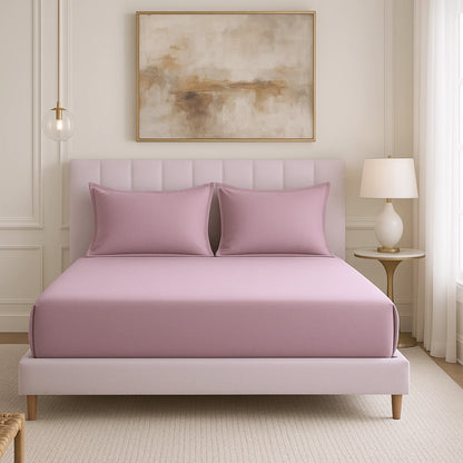 Pink 400TC Percale 100% Cotton Bedsheet Set with Pillow Covers