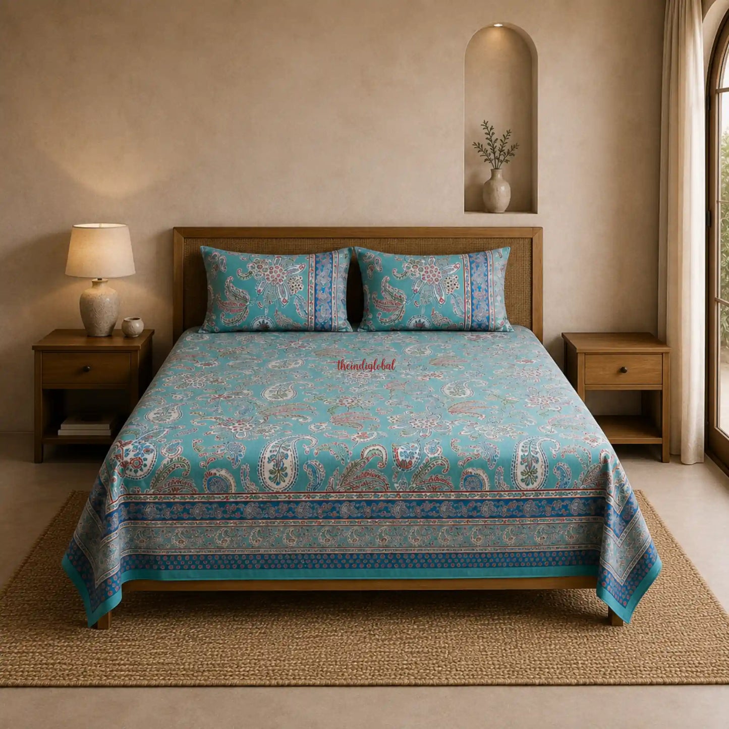 Aqua_Teal_Hand_Block_Print_Cotton_Bedsheet_with_Two_Pillow_Covers1