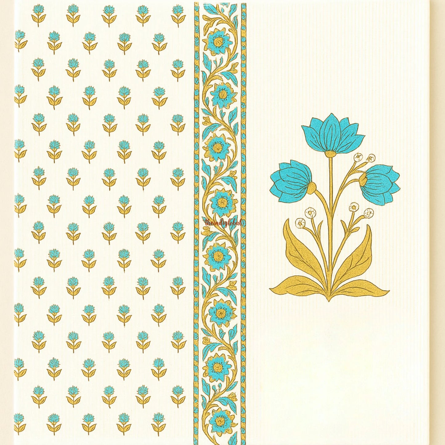 Blue Scarlet Handblock Waffle Cotton Body Towel 2