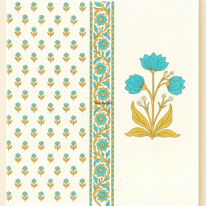 Blue Scarlet Handblock Waffle Cotton Body Towel 2