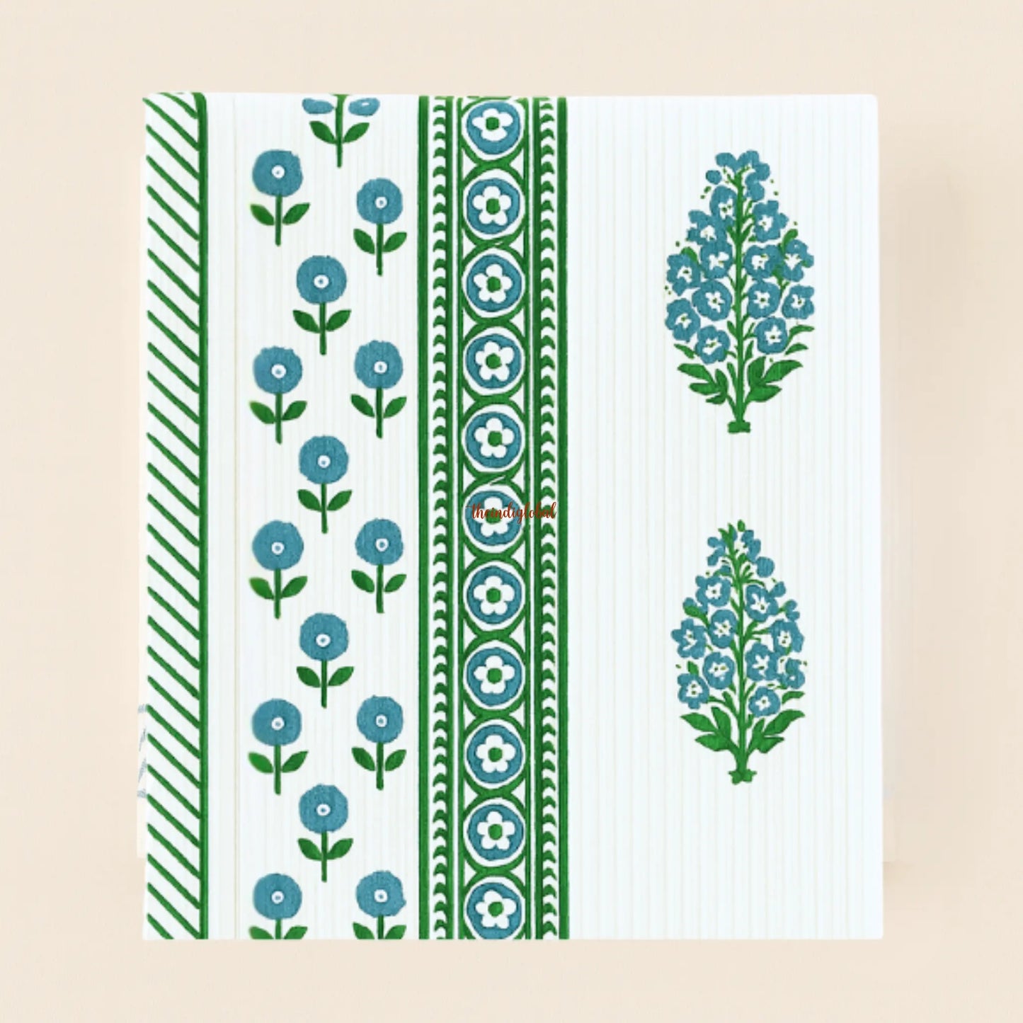 Blue Daisy Handblock Waffle Cotton Body Towel 2