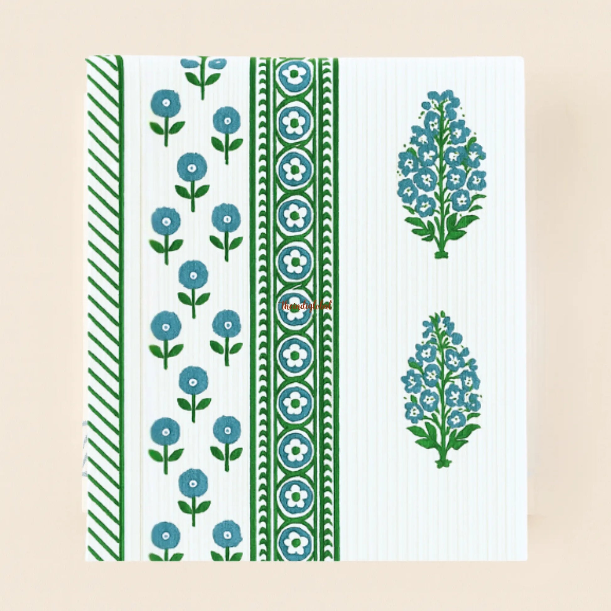 Blue Daisy Handblock Waffle Cotton Body Towel 2