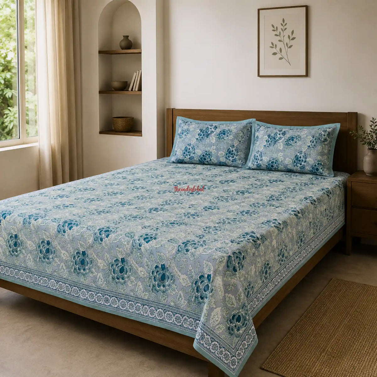 Blue_Hand_Block_Print_Cotton_Bedsheet_with_Two_Pillow_Covers_2