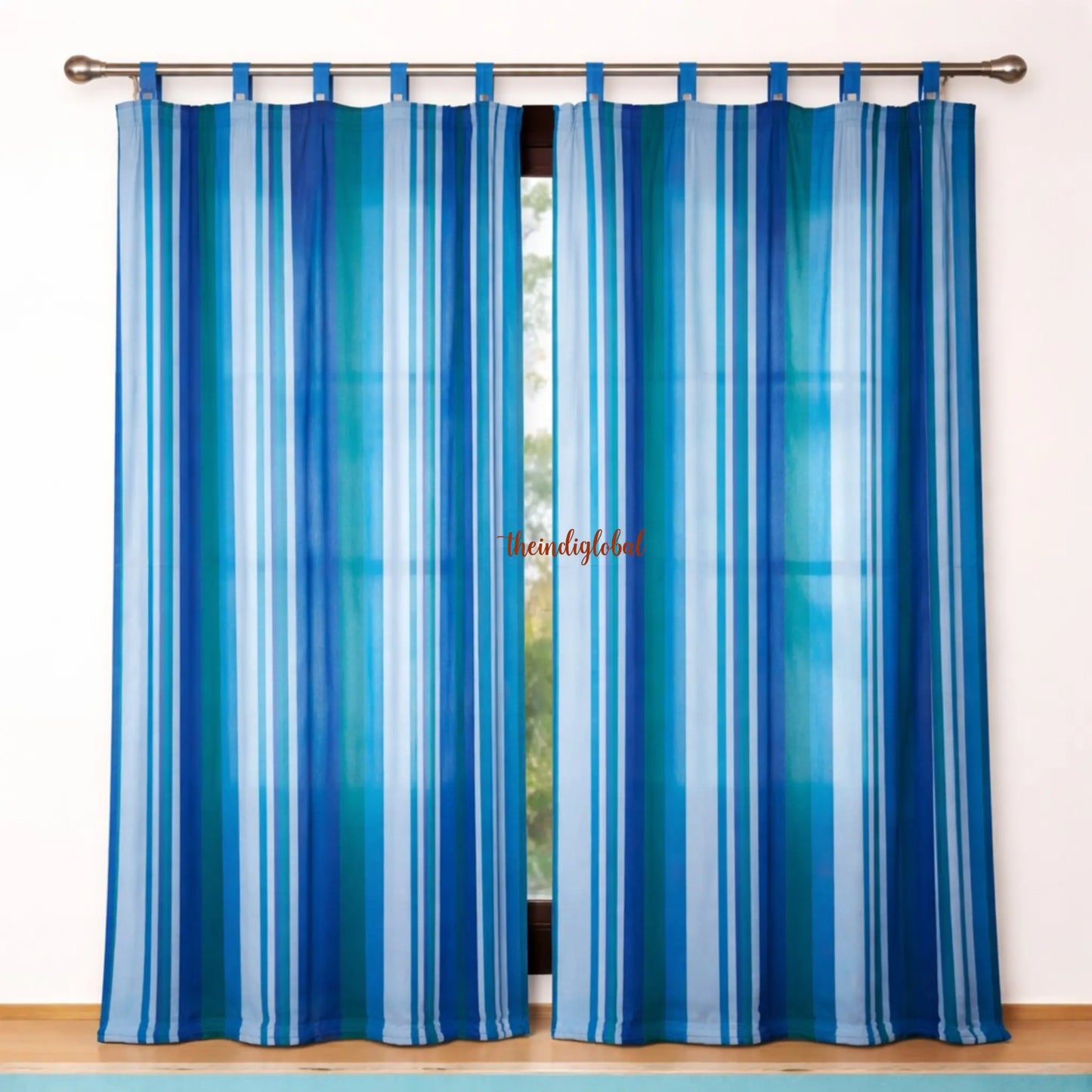 Blue Handloom Cotton Curtains 1
