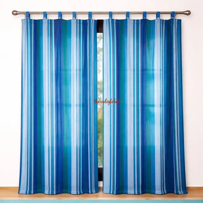 Blue Handloom Cotton Curtains 1