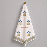 Blue Scarlet Handblock Waffle Cotton Body Towel
