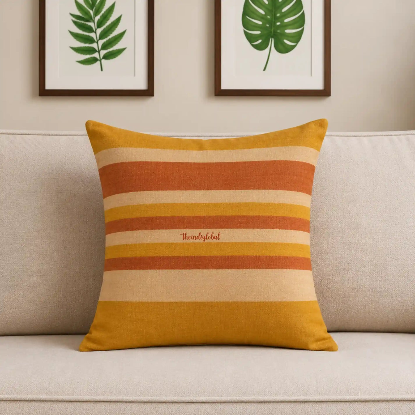 Brown Handloom Cotton Cushion Cover