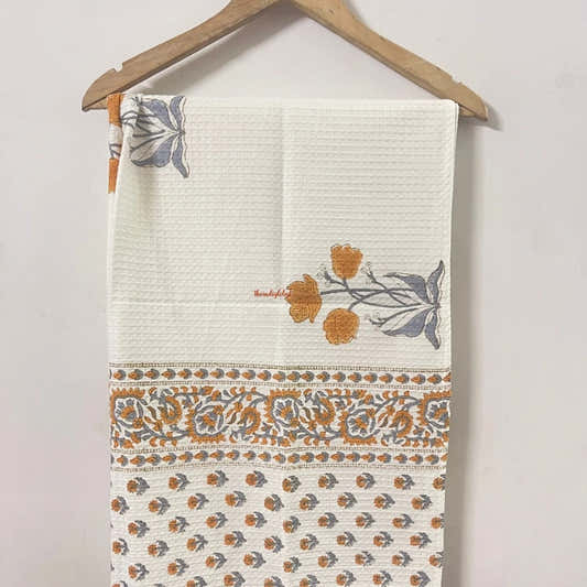Daisy Handblock Waffle Cotton Body Towel