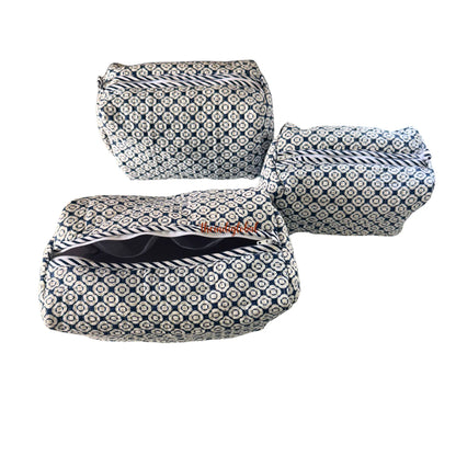 Dark Blue Travel Pouch Set of 3