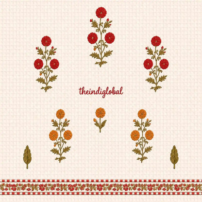 English Ivy Handblock Waffle Cotton Body Towel 