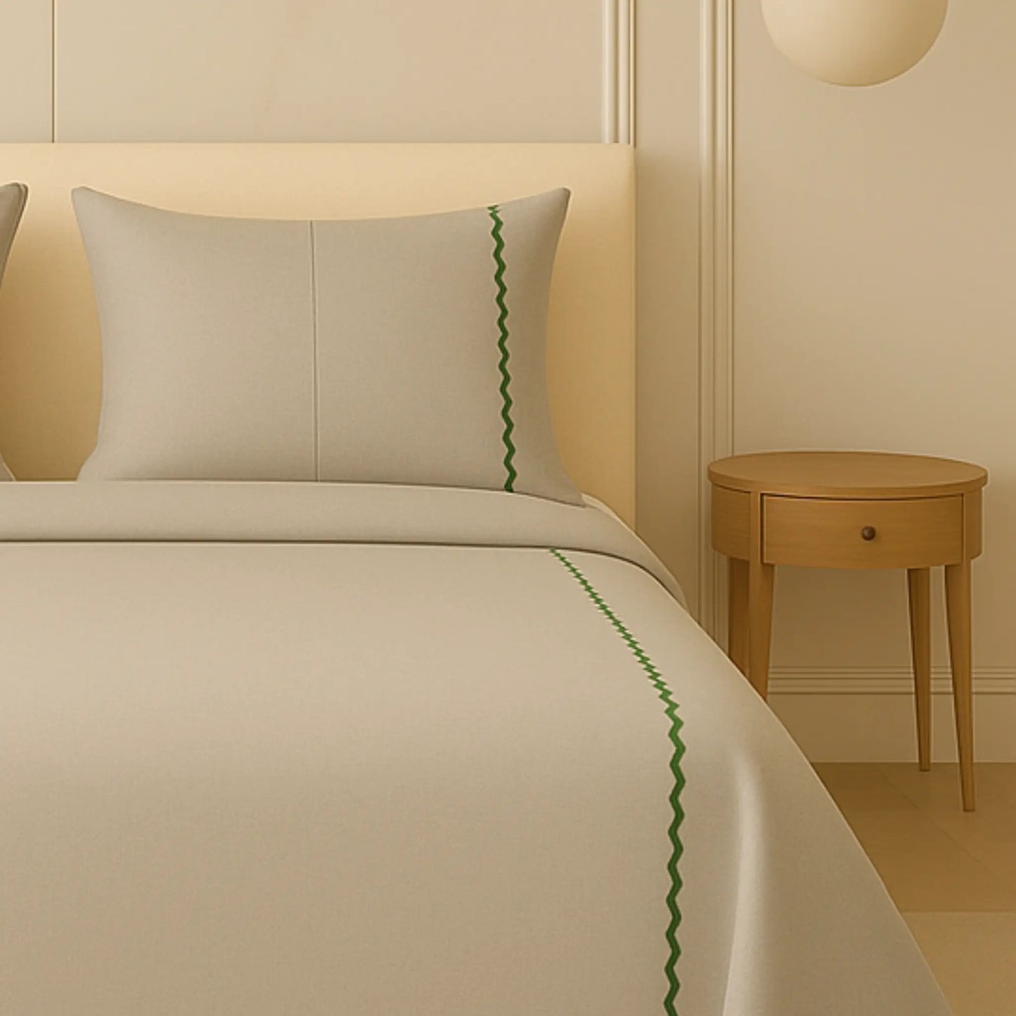 Grey-Green 400TC Percale Hand Embroidered 100_ Cotton Bedsheet
