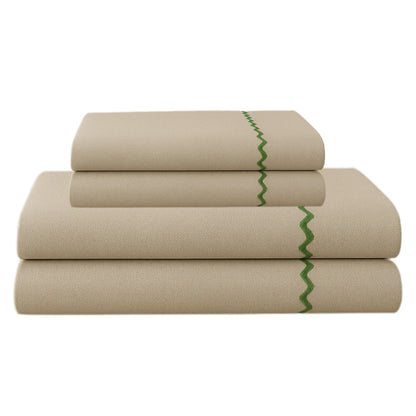 Grey-Green 400TC Percale Hand Embroidered 100_ Cotton Bedsheet