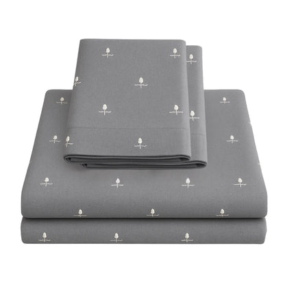 Grey 400TC Percale Hand Embroidered 100% Cotton Bedsheet