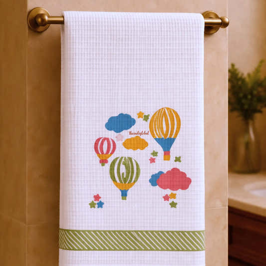 Handblock Waffle Cotton Body Towel Hot Air Balloon 1
