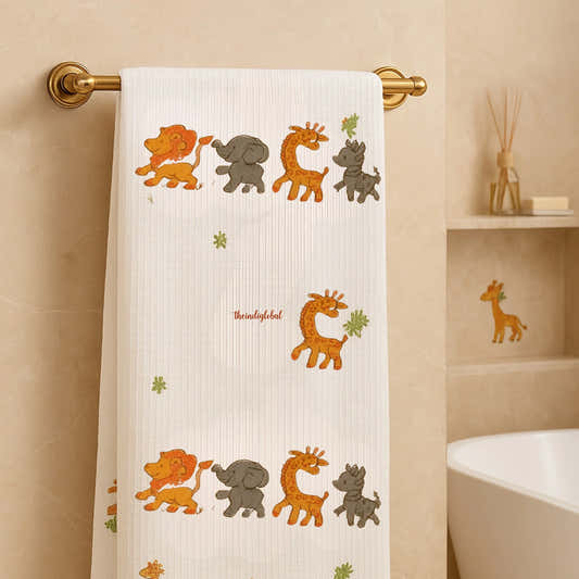 Handblock Waffle Cotton Body Towel Jungle Buddies