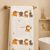 Handblock Waffle Cotton Body Towel Jungle Buddies