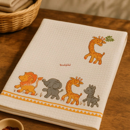 Handblock Waffle Cotton Body Towel Jungle Buddies