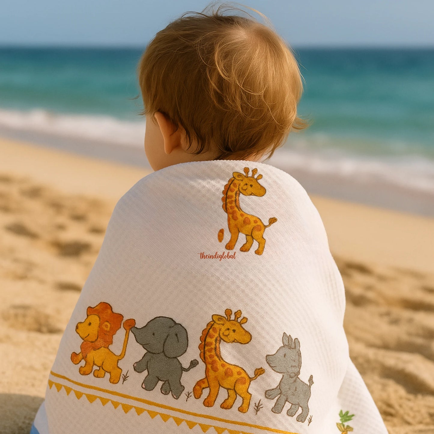 Handblock Waffle Cotton Body Towel Jungle Buddies