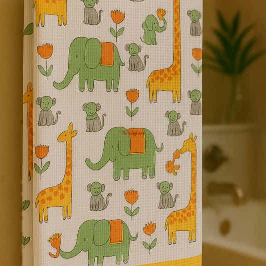 Handblock Waffle Cotton Body Towel Little Safari