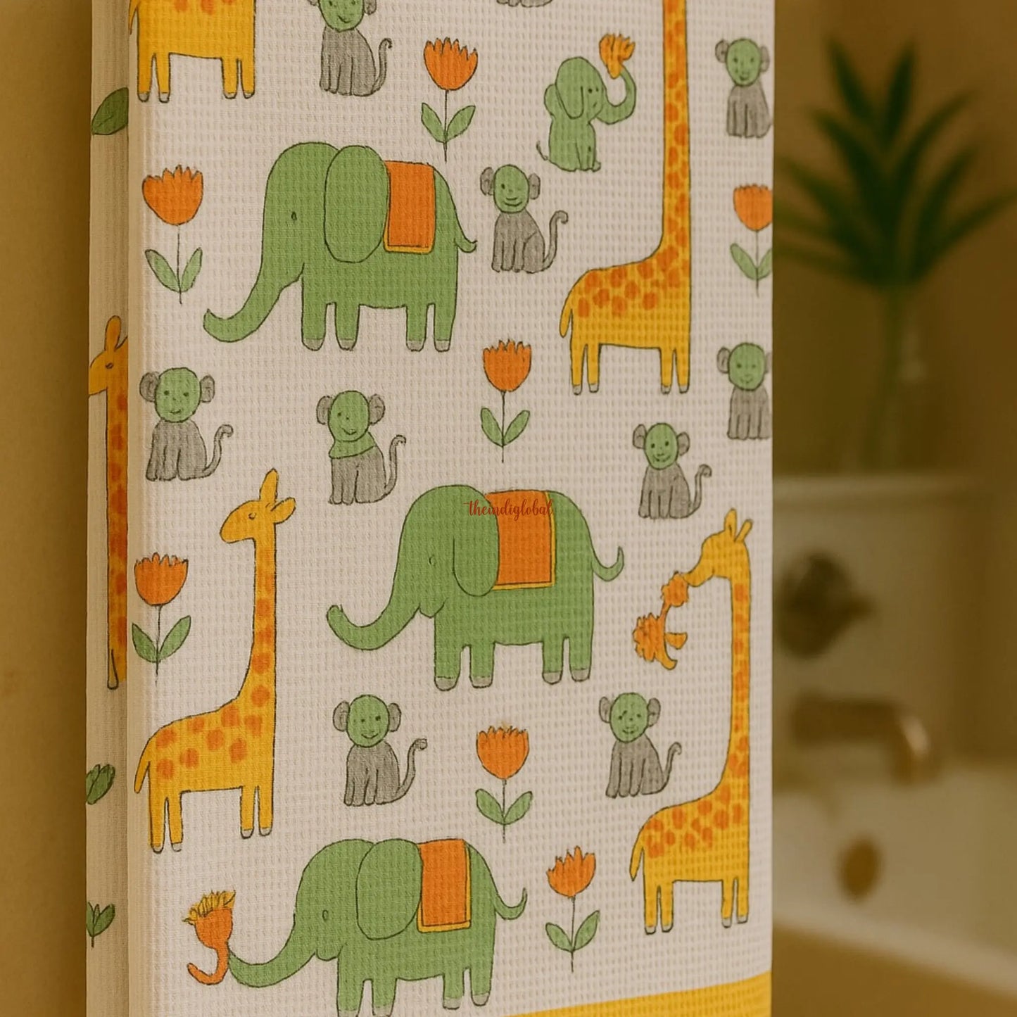 Handblock Waffle Cotton Body Towel Little Safari