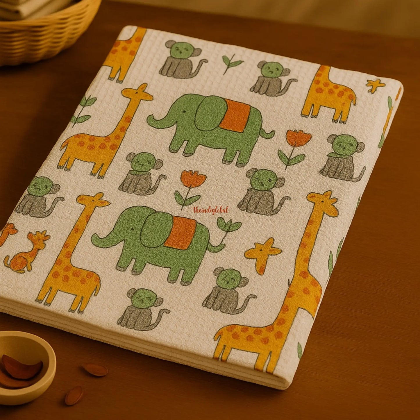 Handblock Waffle Cotton Body Towel Little Safari