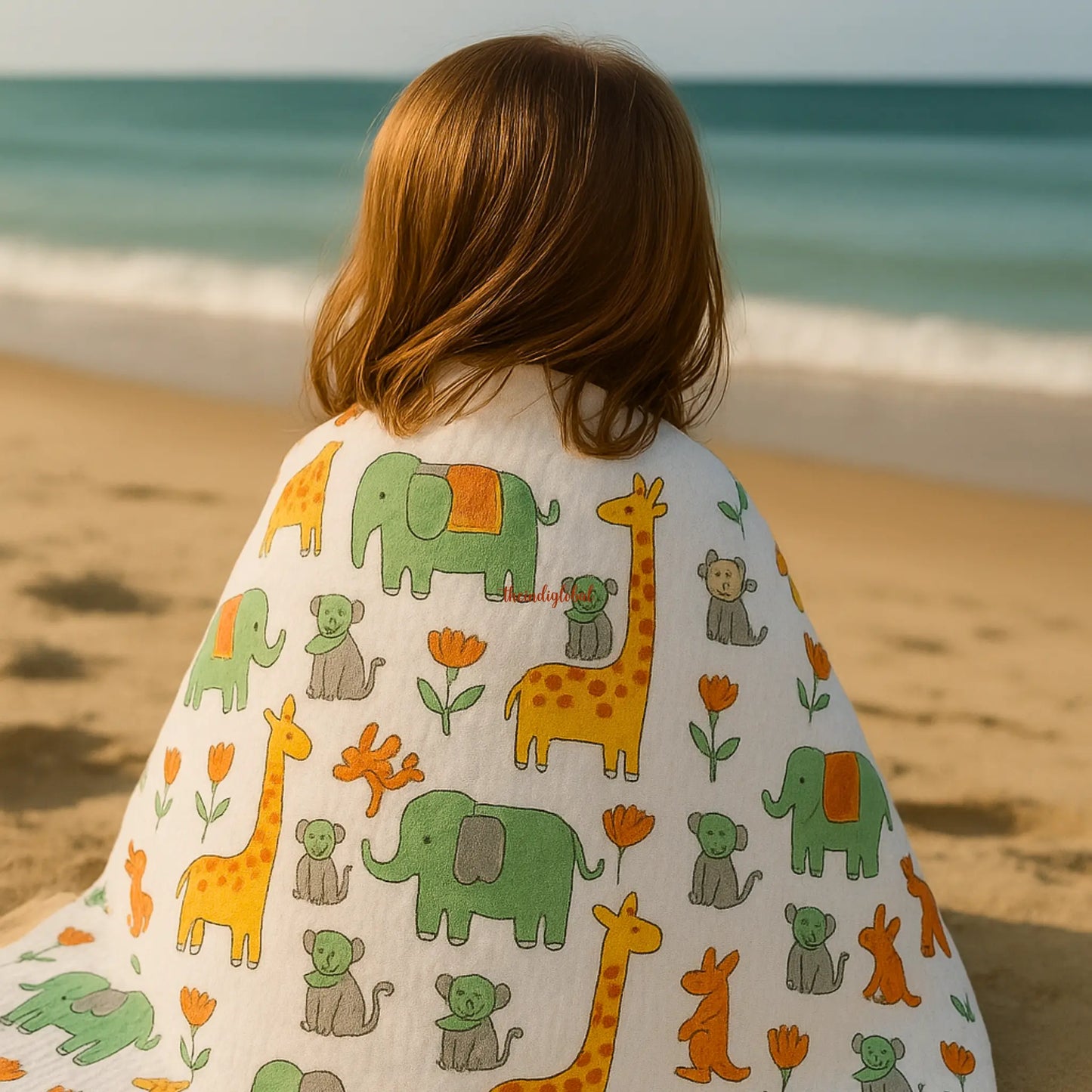 Handblock Waffle Cotton Body Towel Little Safari