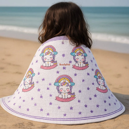 Handblock Waffle Cotton Body Towel Starlit Unicorn