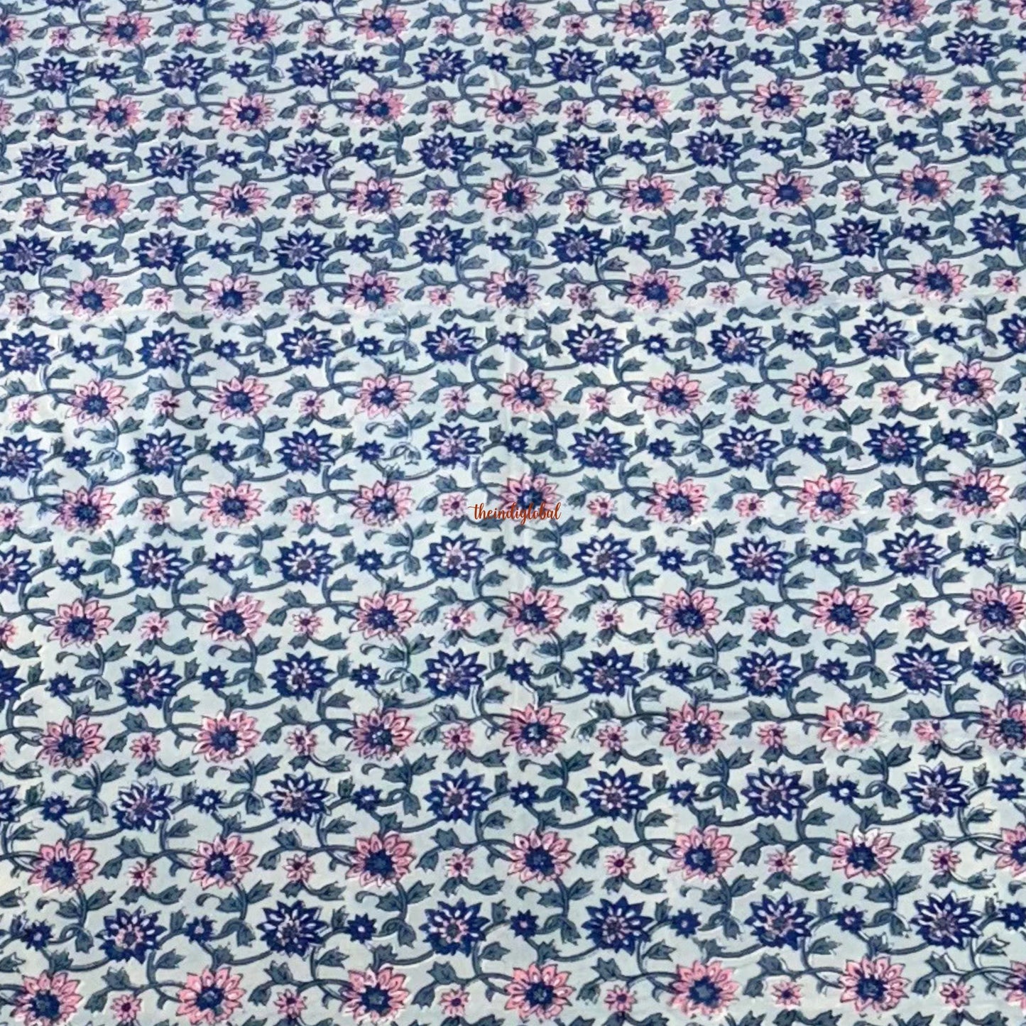 Ramya Hand Block Soft Cotton Bedsheet with 2 Pillow Covers 90*108 inches Blue