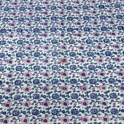 Ramya Hand Block Soft Cotton Bedsheet with 2 Pillow Covers 90*108 inches Blue