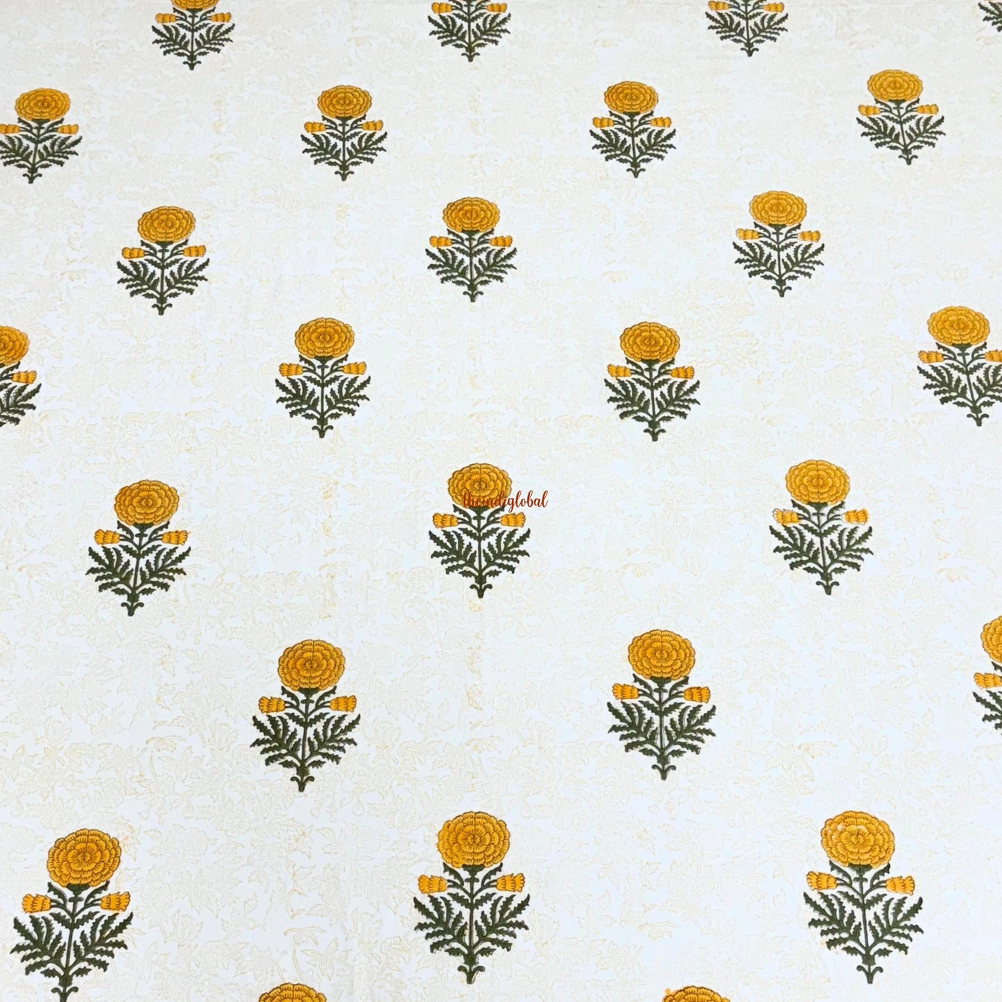 Ramya Hand Block Soft Cotton Bedsheet with 2 Pillow Covers Marigold Orange