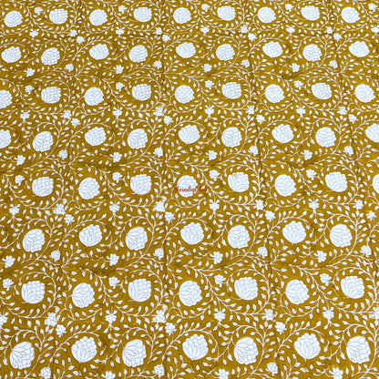 Ramya Hand Block Soft Cotton Bedsheet with 2 Pillow Covers Brown
