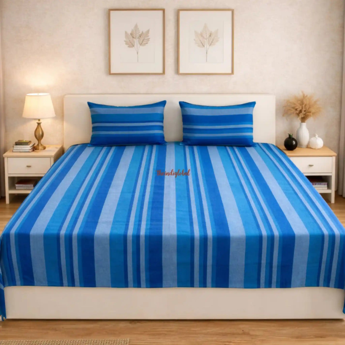 Handloom-Cotton-Bedsheet--with-Pillow-Covers-Sky-Blue-1