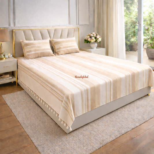 Handloom-Cotton-Bedsheet-with-Pillow-Covers-Beige-1