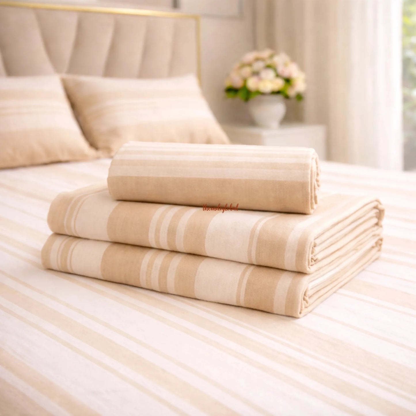 Handloom-Cotton-Bedsheet-with-Pillow-Covers-Beige-4