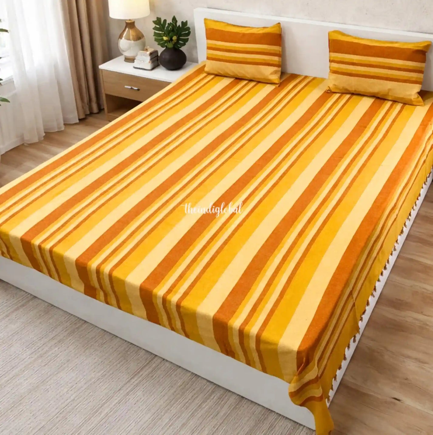 Handloom-Cotton-Bedsheet-with-Pillow-Covers-Brown-1