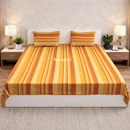 Handloom-Cotton-Bedsheet-with-Pillow-Covers-Brown-2