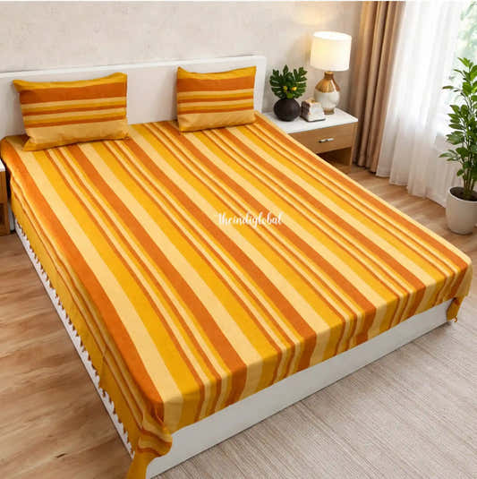 Handloom-Cotton-Bedsheet-with-Pillow-Covers-Brown